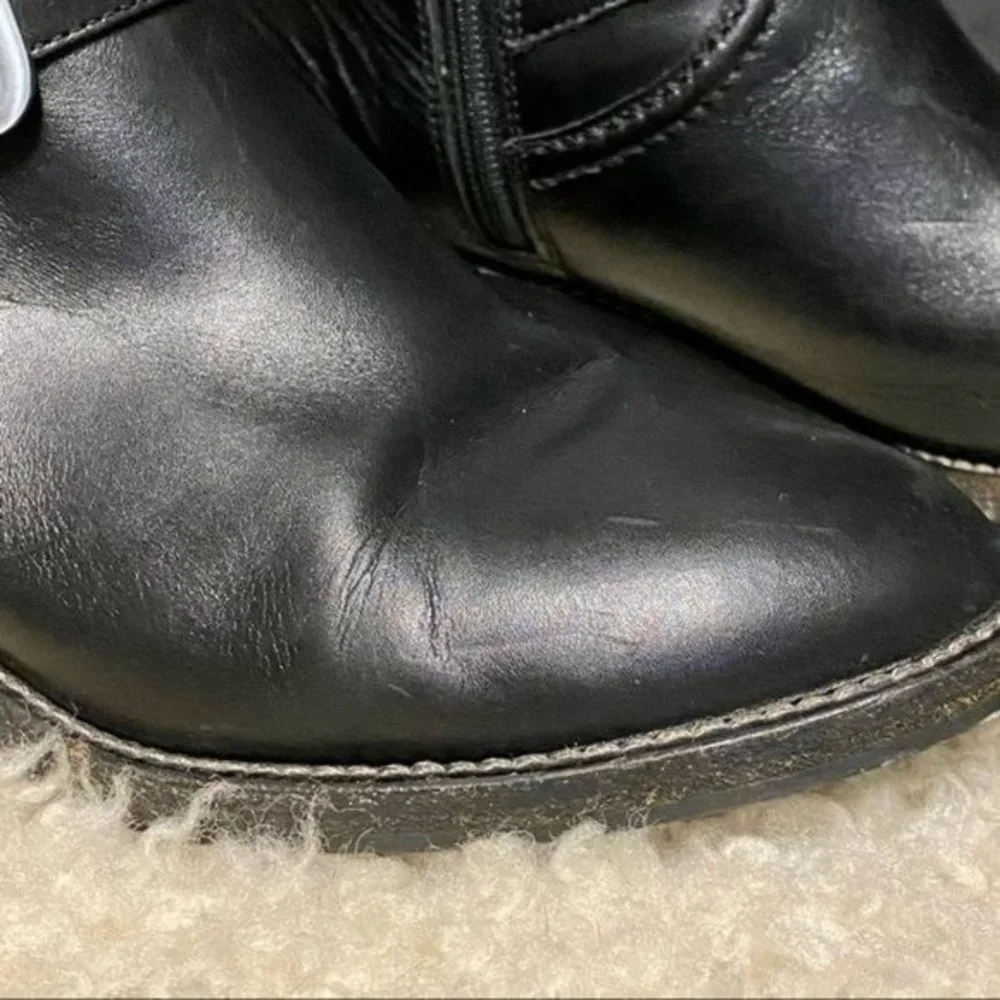 Cole Haan blk leather riding‎ boots w/ vibram soles